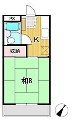 カーサM 1Kの間取図画像