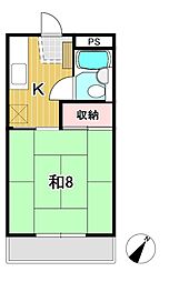 カーサM 1Kの間取図画像