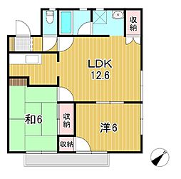 WISTERIA-B 2LDKの間取図画像