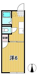 コーポ野上C 1Kの間取図画像