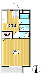メールハイツA 1Kの間取図画像