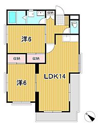 ラ・プリマヴェーラC 2LDKの間取図画像