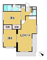 ラ・プリマヴェーラE 2LDKの間取図画像