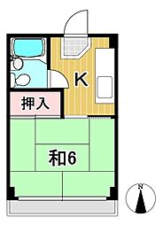 クレール池の川 1Kの間取図画像