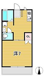リバプールカルテットB 1Kの間取図画像