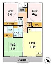 ルミエール南都 3LDKの間取図画像
