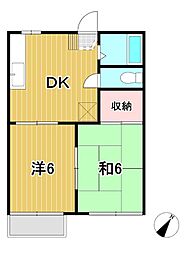 コーポあんず 2DKの間取図画像