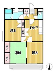 コーポ三協 3DKの間取図画像