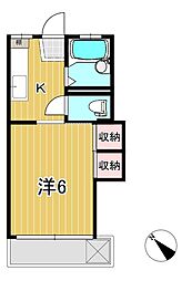 久下谷アパート 1Kの間取図画像