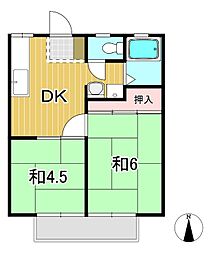 南ハイツ 2DKの間取図画像