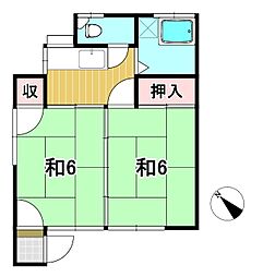 小沢アパート 2Kの間取図画像