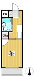 油縄子ハイツ 1Kの間取図画像