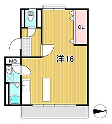 海野ビル ワンルームの間取図画像