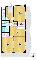 渡辺ハイツ 3Kの間取図画像