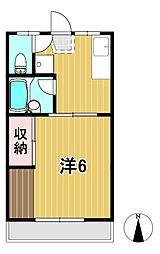 田名部学生アパート 1Kの間取図画像