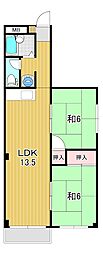 皆川タウンハウスパート1 2LDKの間取図画像