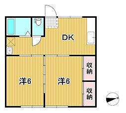 アーバンハイツ 2DKの間取図画像