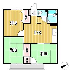 鮎川ハイツ 3DKの間取図画像