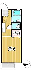 鴨志田ハイツ 1Kの間取図画像