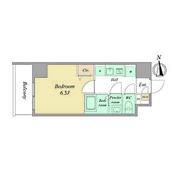 ArtizA瓦屋町II 1Kの間取図画像