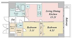 ルネフラッツ池下 2LDKの間取図画像