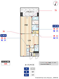 レジディア薬院大通 1LDKの間取図画像