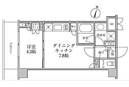 RESIDIA神楽坂2 1DKの間取図画像