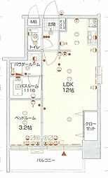 ウインステージ箱崎 1LDKの間取図画像