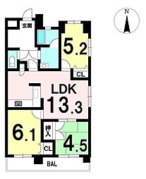 信開ベルシー城東 3LDKの間取図画像