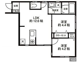 シュペリュール 2LDKの間取図画像