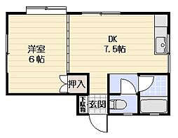 上田ハイツ 1DKの間取図画像
