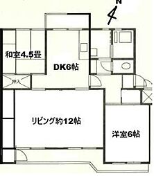 高幡芙蓉ハイツ2号棟 2LDKの間取図画像