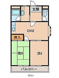 ラ・プラージュ 2DKの間取図画像