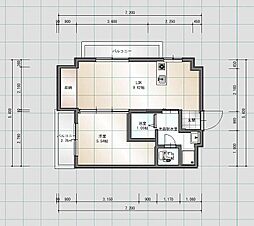 紀水荘 1LDKの間取図画像