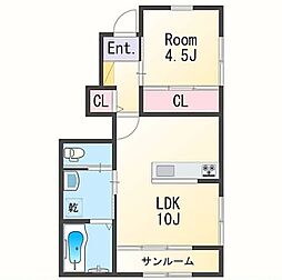 グランサーク 1LDKの間取図画像
