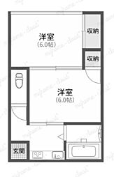 貴一荘 2Kの間取図画像