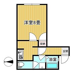 ツリーコート上河原 1Kの間取図画像