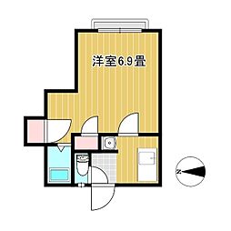 ツリーコート上河原 1Kの間取図画像