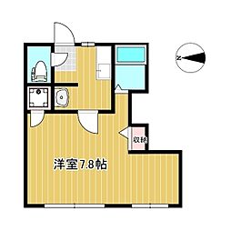 ツリーコート上河原 1Kの間取図画像