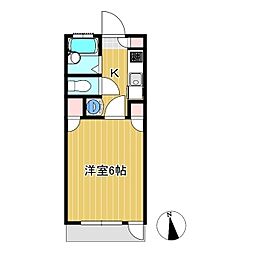 パールヴィラ北園 1Kの間取図画像