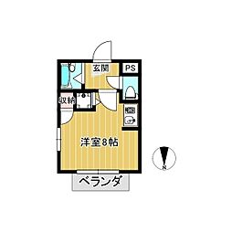 ブールバール北園 1Kの間取図画像