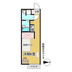 ホワイトプラム6 ワンルームの間取図画像