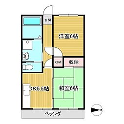 朝日ケ丘コーポ 2DKの間取図画像