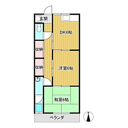 山本コーポ 2DKの間取図画像