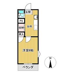 カルム津山ビル 1Kの間取図画像
