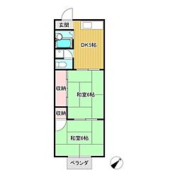 第3ASKロイヤルコーポ 2DKの間取図画像