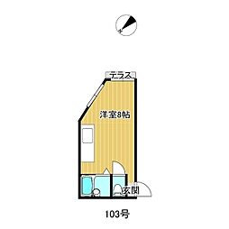 セレーネハイム第19 ワンルームの間取図画像