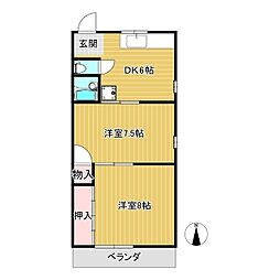 カレント沼 2DKの間取図画像
