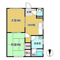 福島マンション 2DKの間取図画像