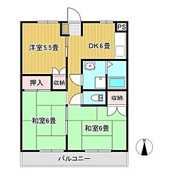 ノースタウン東一宮 3DKの間取図画像
